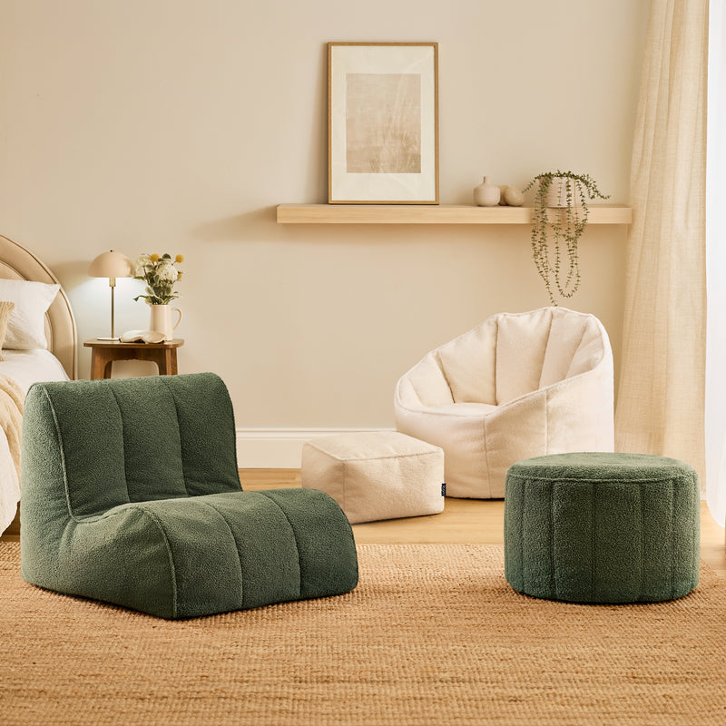 Sirena Bouclé Bean Bag Accent Chair - Ivory