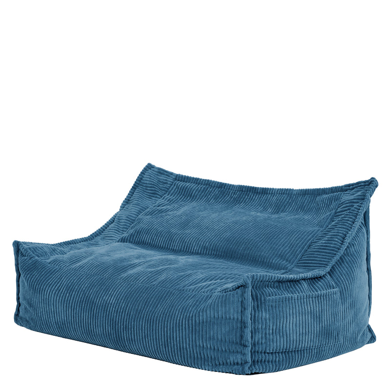 Canapé pouf pour enfant Francesco Cord - Bleu jean