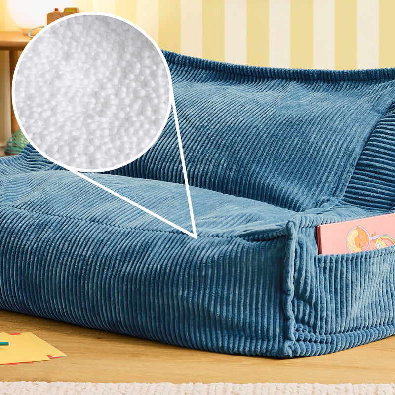 Canapé pouf pour enfant Francesco Cord - Bleu jean