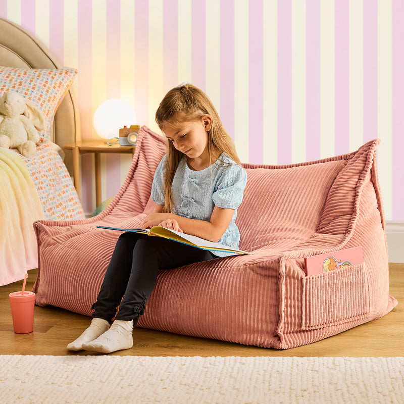 Canapé pouf pour enfant Francesco Cord - Rose