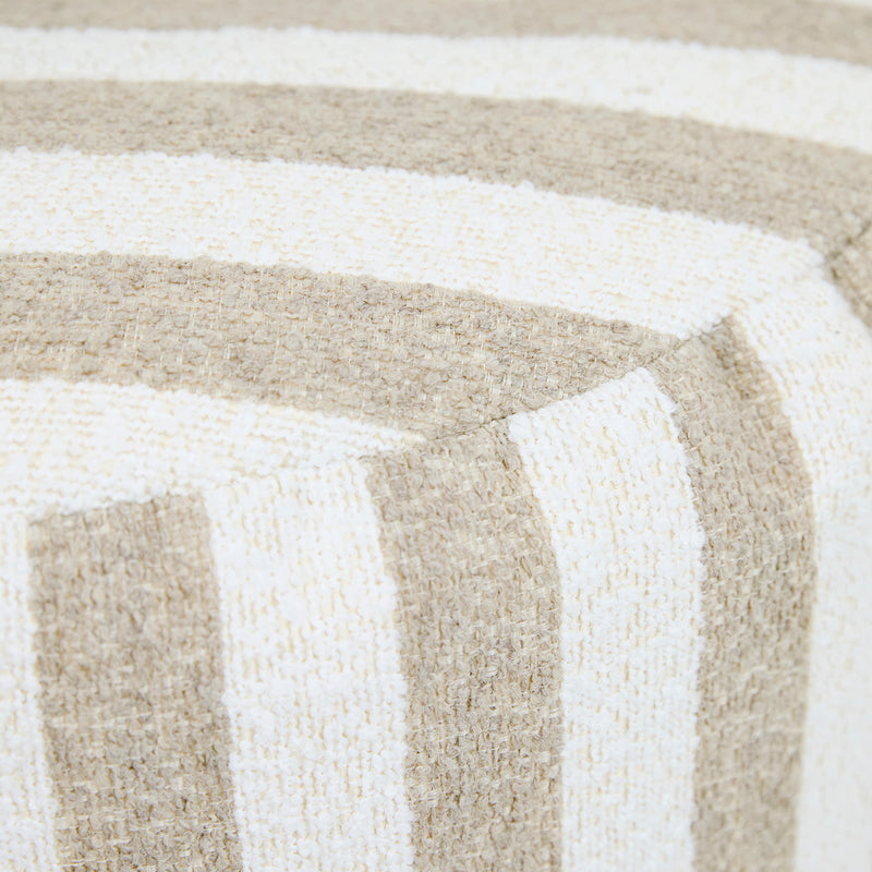 Pouf rond en bouclé rayé Milano - Naturel
