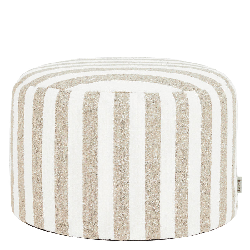 Pouf rond en bouclé rayé Milano - Naturel