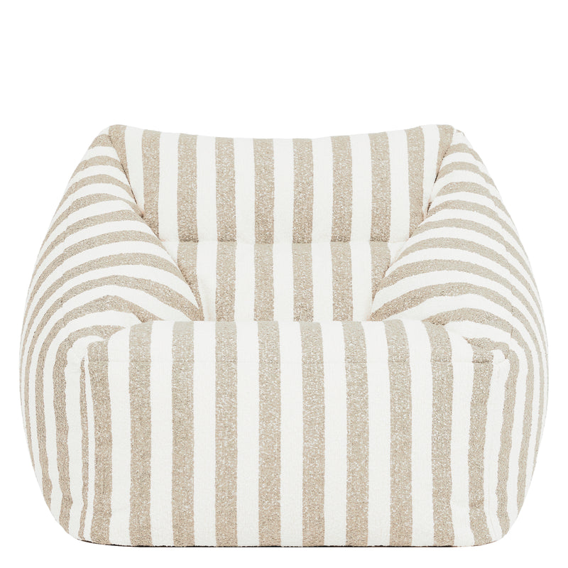 Fauteuil poire Natalia en bouclette rayée - Naturel