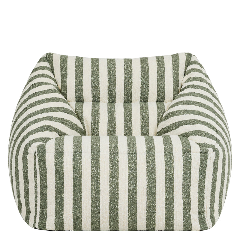 Fauteuil poire Natalia en bouclette rayée - Vert olive
