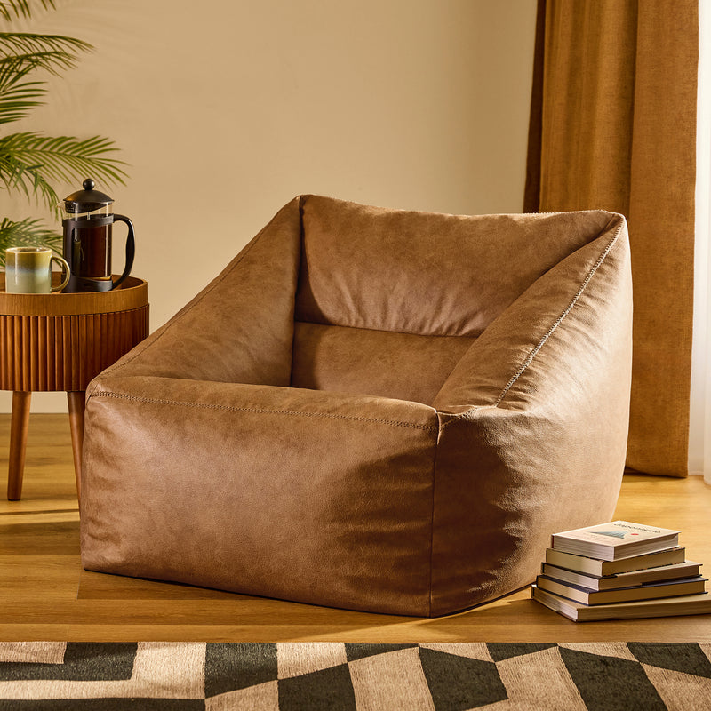 Natalia Faux Leather Armchair Bean Bag - Tan