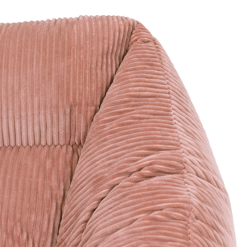 Fauteuil poire Natalia en velours côtelé, rose aurore
