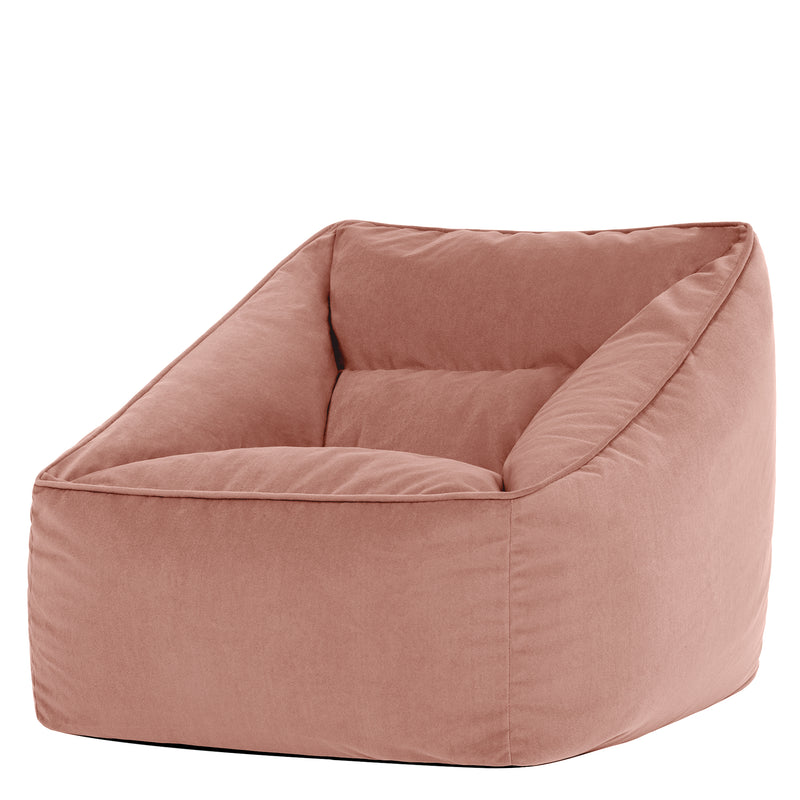 Fauteuil pouf en velours Natalia, rose crépuscule