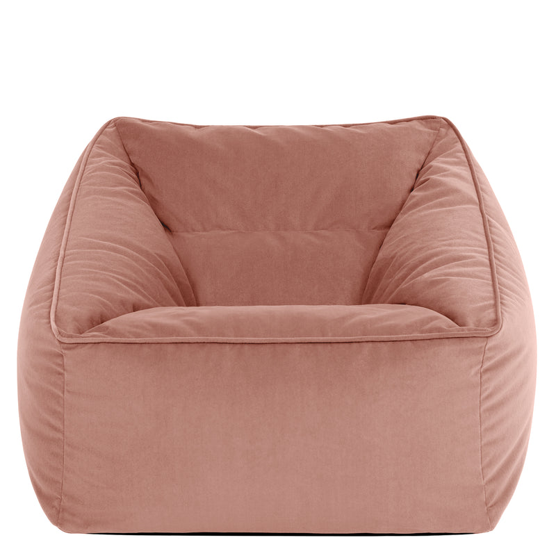 Fauteuil pouf en velours Natalia, rose crépuscule