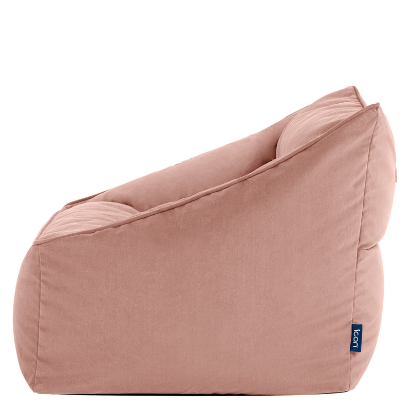 Fauteuil pouf en velours Natalia, rose crépuscule