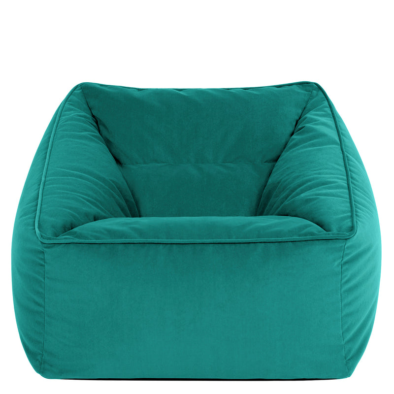 Fauteuil pouf en velours Natalia, sarcelle