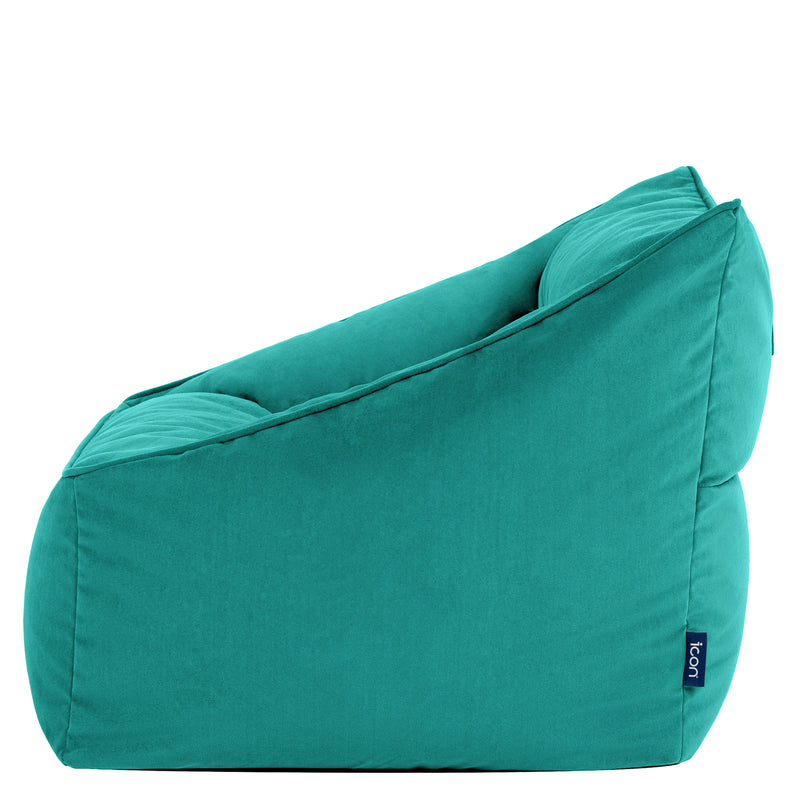 Fauteuil pouf en velours Natalia, sarcelle