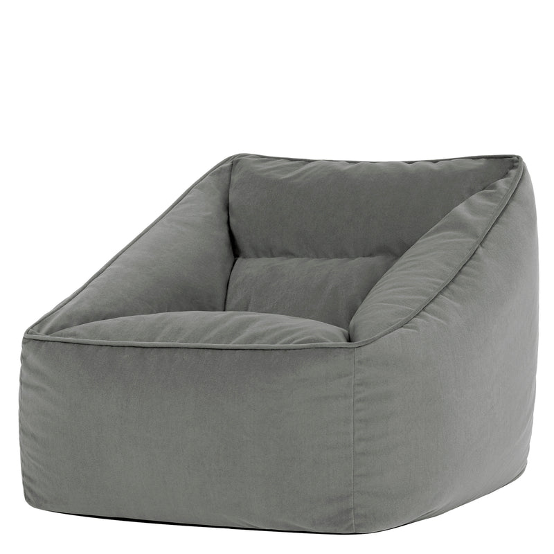 Fauteuil pouf en velours Natalia, gris anthracite