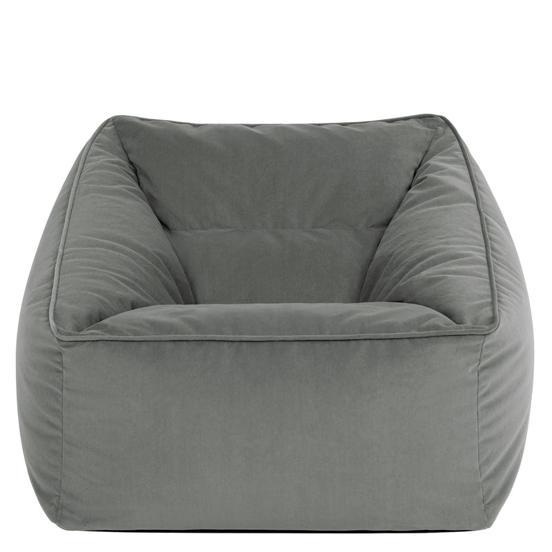 Fauteuil pouf en velours Natalia, gris anthracite