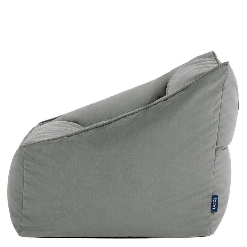 Fauteuil pouf en velours Natalia, gris anthracite
