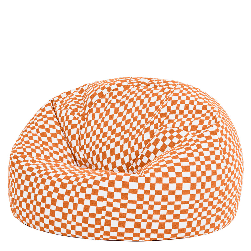 Pouf Kingston à motif damier - Orange