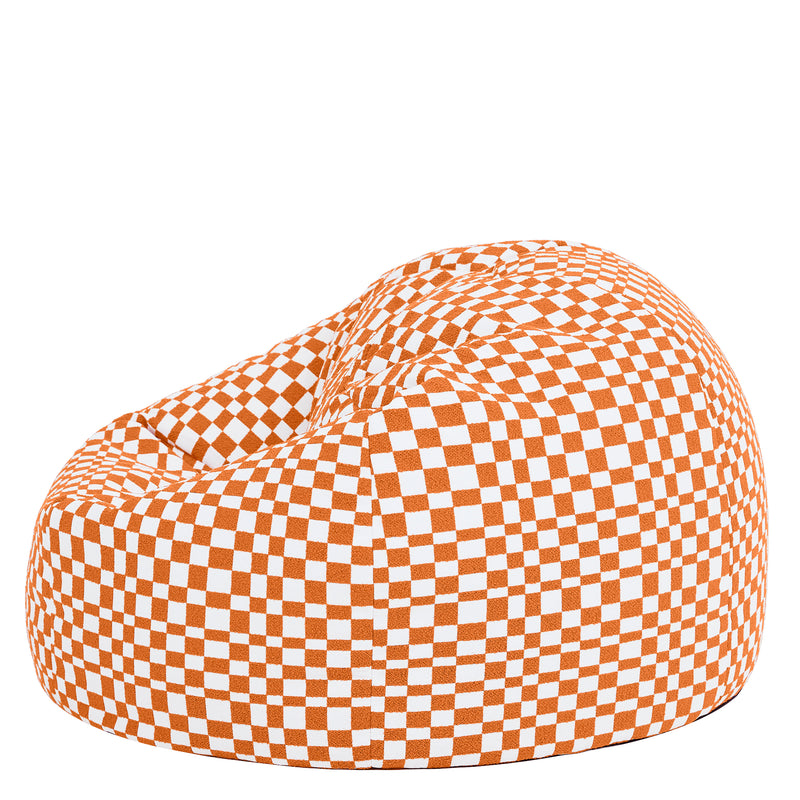Pouf Kingston à motif damier - Orange