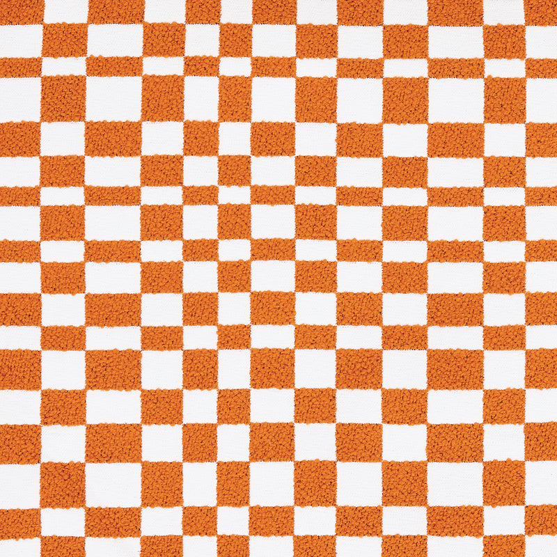 Pouf Kingston à motif damier - Orange
