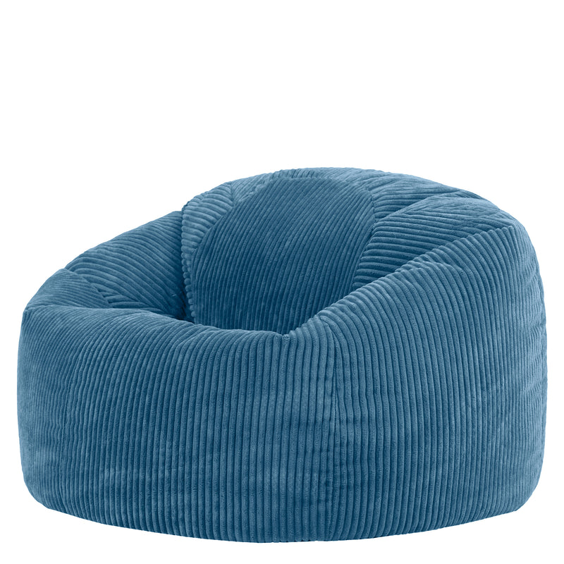 Pouf classique Kingston XL en velours côtelé - Bleu denim