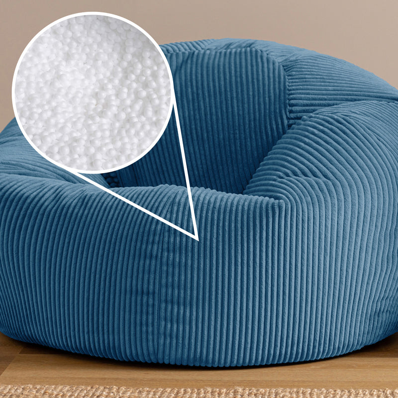 Pouf classique Kingston XL en velours côtelé - Bleu denim