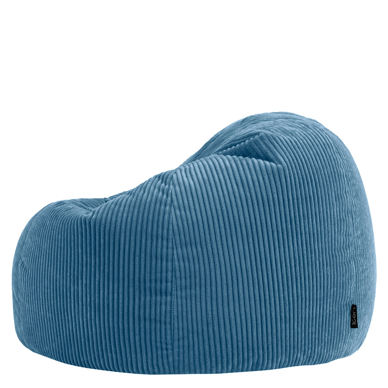 Pouf classique Kingston XL en velours côtelé - Bleu denim