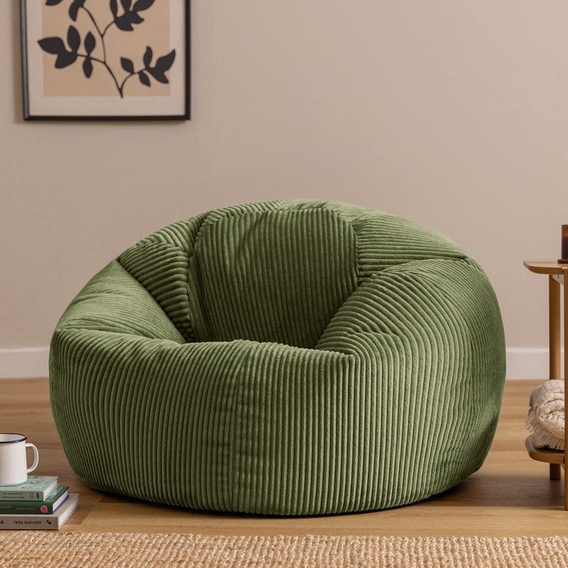 Pouf classique Kingston XL en velours côtelé - Vert sauge