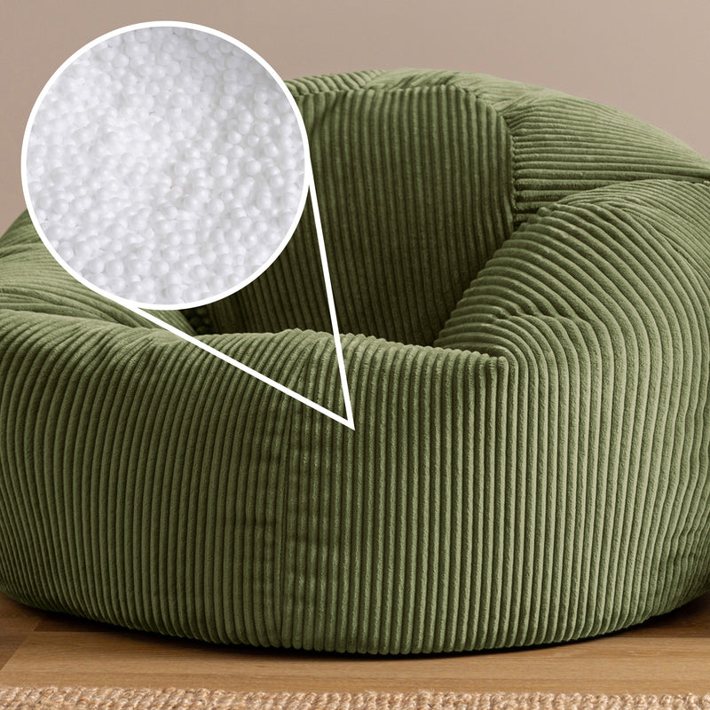 Pouf classique Kingston XL en velours côtelé - Vert sauge