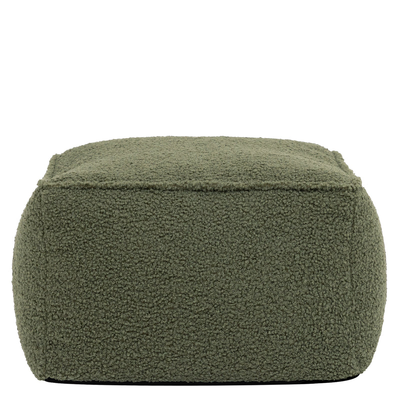 Amara Bouclé Square Footstool Bean Bag - Olive