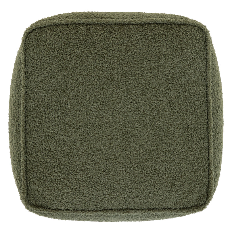Amara Bouclé Square Footstool Bean Bag - Olive