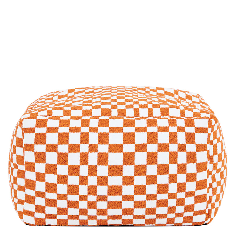 Repose-pieds carré à damier Amara - Orange