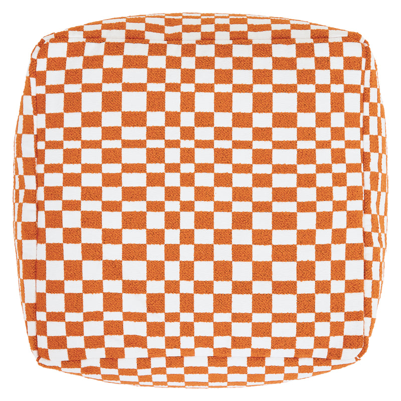 Repose-pieds carré à damier Amara - Orange