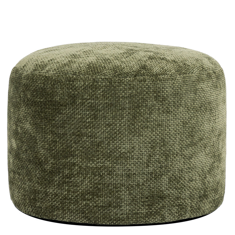 Milano Chenille Round Footstool Bean Bag - Olive Green