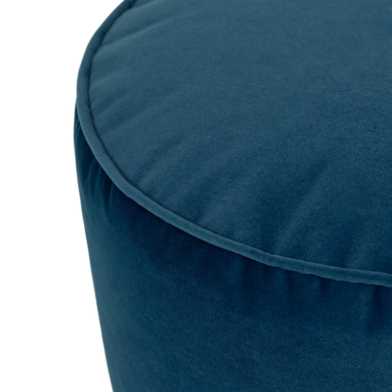 Pouf rond Milano en velours, bleu marine