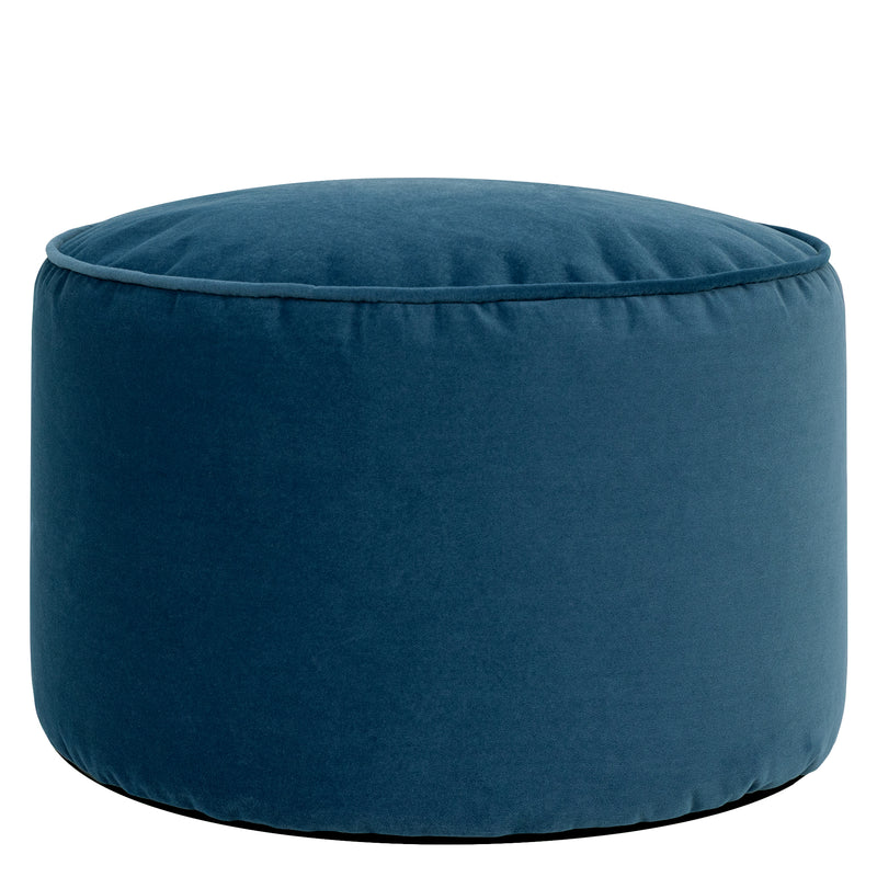 Pouf rond Milano en velours, bleu marine
