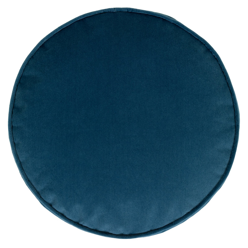 Pouf rond Milano en velours, bleu marine