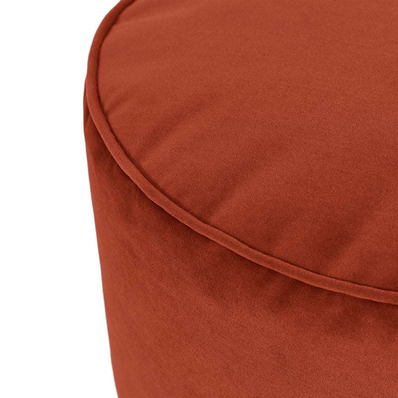 Pouf rond Milano en velours, terre cuite