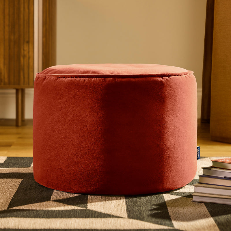 Pouf rond Milano en velours, terre cuite