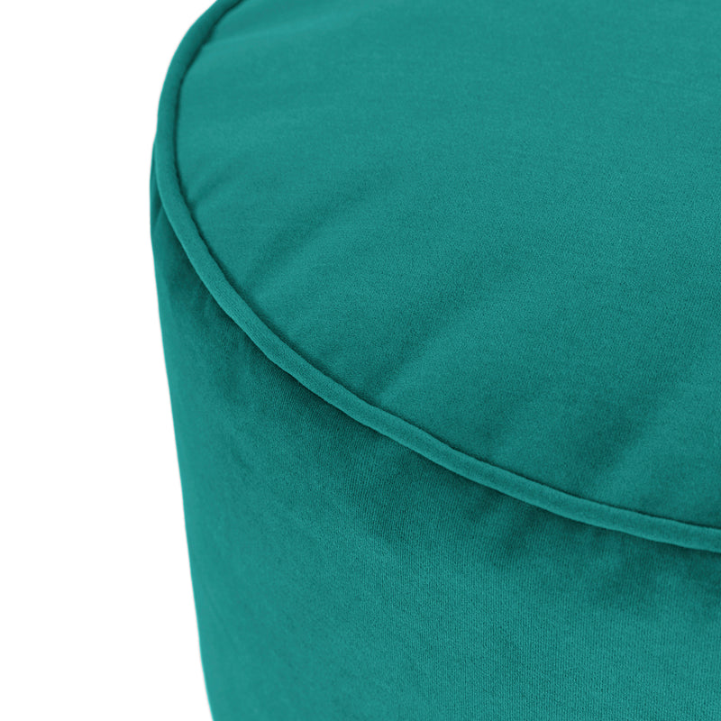 Pouf rond Milano en velours, sarcelle