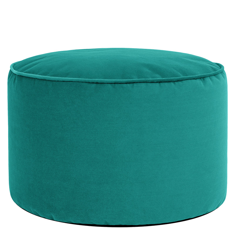 Pouf rond Milano en velours, sarcelle