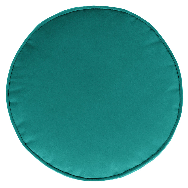 Pouf rond Milano en velours, sarcelle