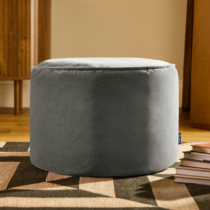 Pouf rond Milano en velours, gris anthracite