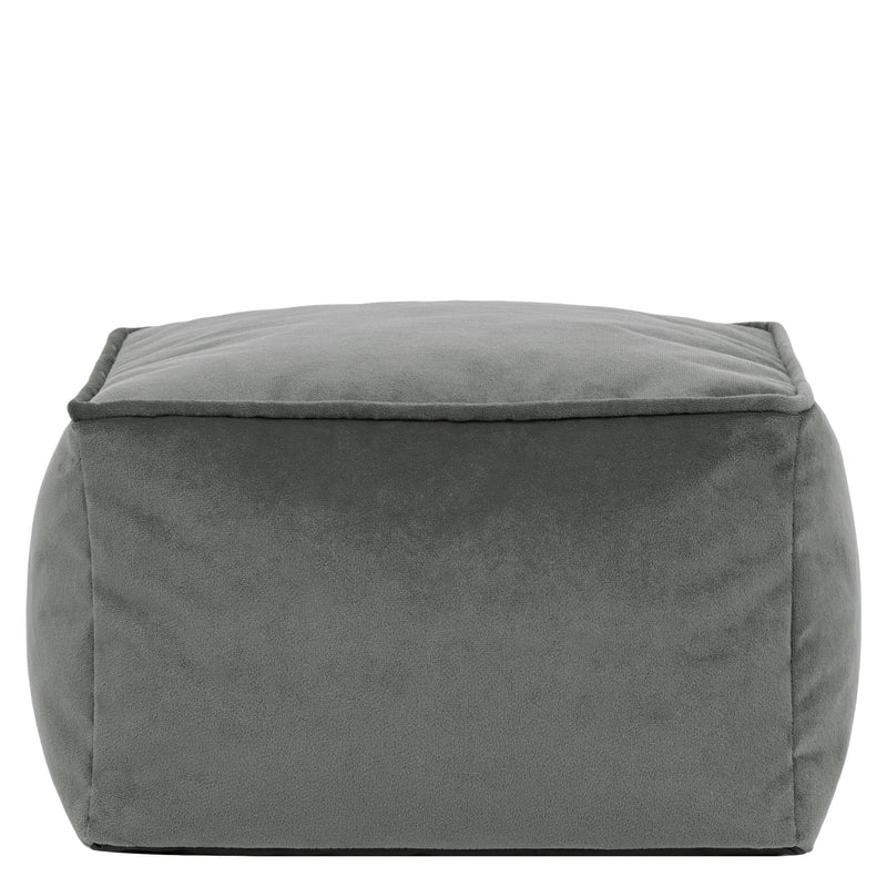 Repose-pieds Amara carré en velours, gris anthracite