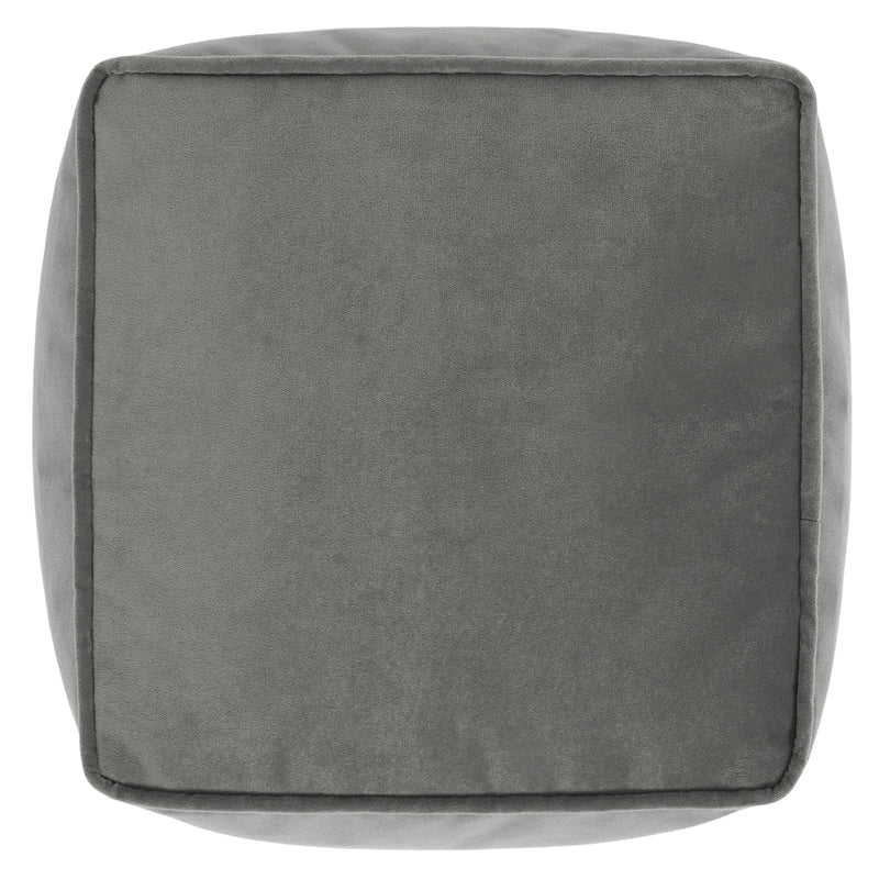 Repose-pieds Amara carré en velours, gris anthracite