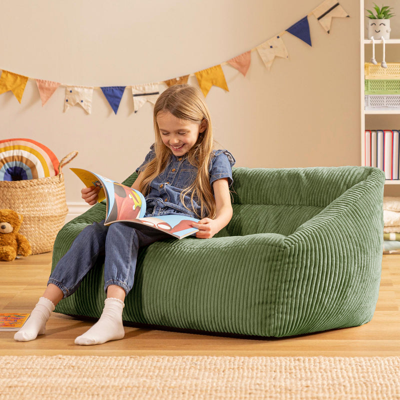 Canapé pouf pour enfant Cecilia Cord - Vert sauge