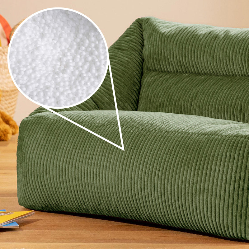 Canapé pouf pour enfant Cecilia Cord - Vert sauge