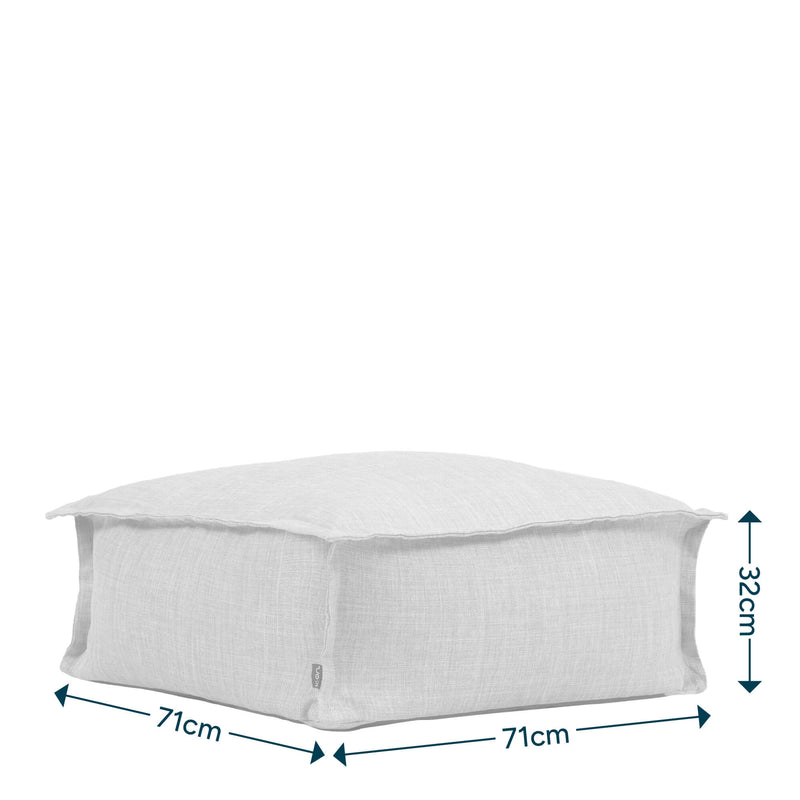 Pouf carré en tissu pour l'extérieur Vita, pierre