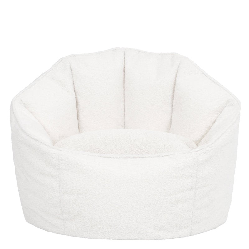 Sirena Bouclé Bean Bag Accent Chair - Ivory