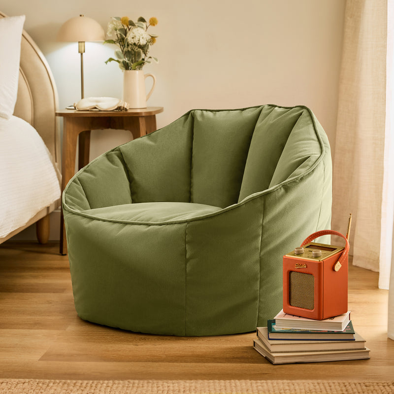 Fauteuil poire Sirena en velours, rose