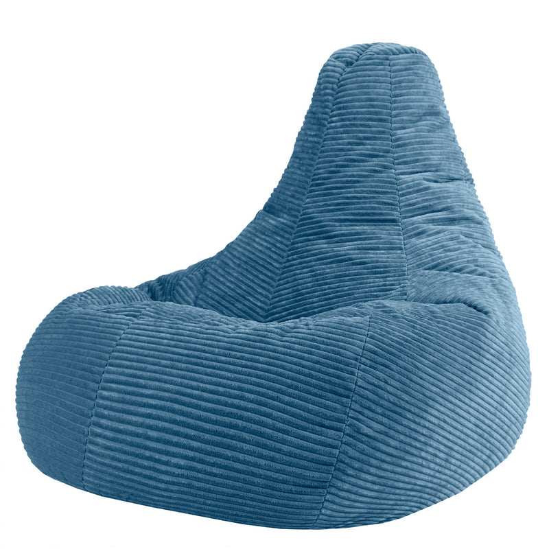 Pouf inclinable Dalton XL en velours côtelé - Bleu denim