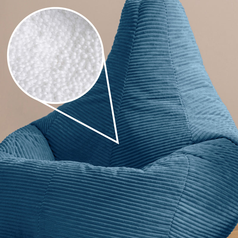 Pouf inclinable Dalton XL en velours côtelé - Bleu denim