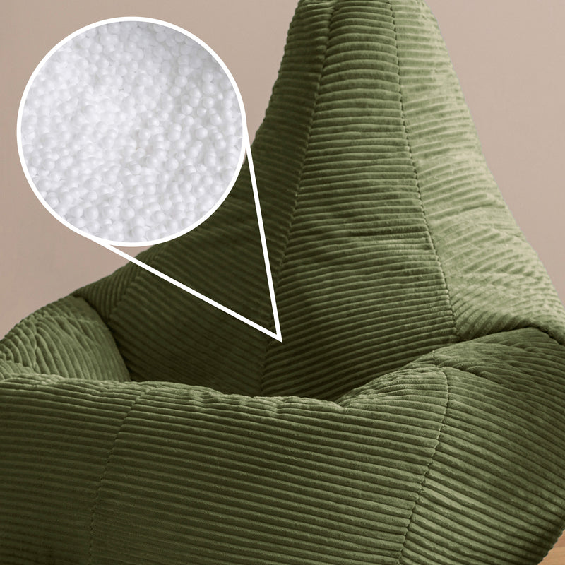 Pouf fauteuil inclinable en velours côtelé Dalton XL - Vert sauge